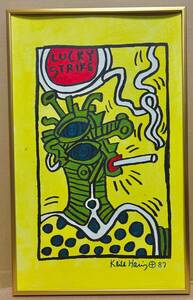  copy collector . warehouse the first delivery pen . handwriting . Keith he ring Keith haring 25x40cm autograph autograph equipped frame equipped antique picture 