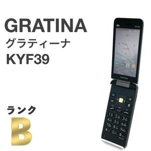 液晶美品 GRATINA KYF39 墨 ブラック au SIMロック解除済み 白ロム 4G LTEケータイ Bluetooth 携帯電話 ガラホ本体 送料無料 Y16MR