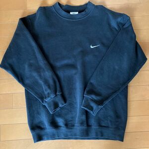 NIKE 銀タグ 90's 刺繍ロゴ スウォッシュ 裏起毛 スウェット ブラック アメカジ 古着Y2K ビンテージナイキUSA製