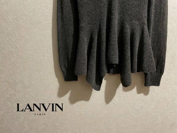 ◯ イタリア製 LANVIN ファーストライン ドレープ ヘム アルパカ ニット / ランバン セーター Vネック グレー Ladies #Sirchive