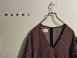 ◯ イタリア製 MARNI フリル チェック ワンピース / マルニ 半袖 レーヨン ミディアム レッド ブラック ホワイト 40 Ladies #Sirchive