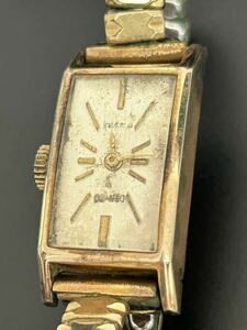 * genuine article / regular goods *DENROtenro wristwatch hand winding antique stamp 18K 0.750 18 gold 17JEWELS lady's Gold antique Junk 