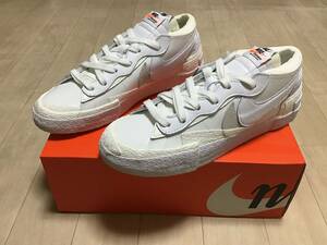 未使用　ナイキNIKEサカイsacaiブレーザーBLAZER LOWホワイトWHITE白us9 27㎝