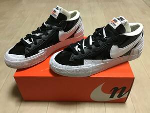 未使用　ナイキNIKEサカイsacaiブレーザーBLAZER LOWブラックBLACKus9 27㎝