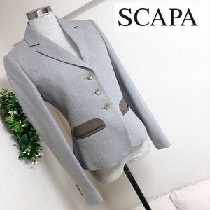 SCAPAスキャパのグレーの美シルエットジャケット38