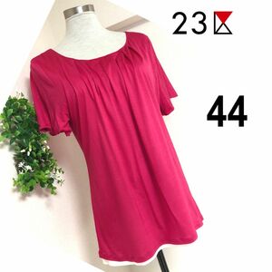 23区のピンクのゆったり重ね着風Tシャツ44大きいサイズ