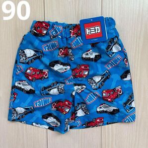 【トミカ】パトカー 消防車 乗り物 サーフパンツ 水着 スイムウェア 90 海 プール