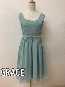 GRACE CONTINENTAL グレースコンチネンタル ミント色シフォンワンピース パール飾り サイズ36