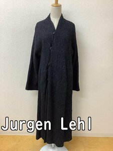 ヨーガンレール (Jurgen Lehl) 黒コート エンボス生地 毛と絹 サイズM