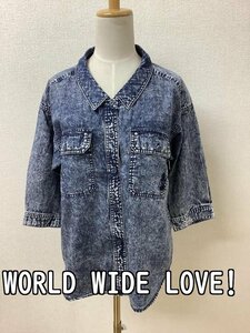  World Wide Love! (WORLD WIDE LOVE!) Chemical woshu indigo color shirt size 1