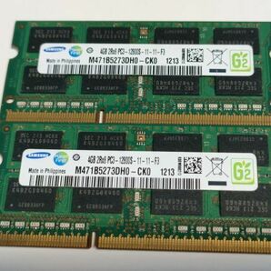 【動作確認済み】SAMSUNG ノート用メモリ 4GB×2枚(計8GB) PC3-12800S DDR3 SO-DIMM M471B5273DH0-CK0【1213】の画像1