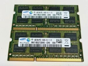 【動作確認済み】サムスン ノート用メモリ 4GB×2枚(計8GB) PC3-10600S DDR3 SO-DIMM M471B5273DH0-CH9【1204】