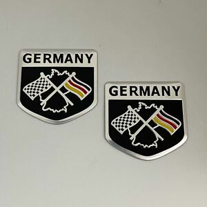 【2枚セット】エンブレム ドイツ チェッカー F1フラッグ ワーゲン アウディ ポルシェ BMW アルピナ ダイムラー マイバッハ ベンツ フォード