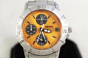 SEIKO V657-8060 セイコー クロノグラフ オレンジ文字盤 メンズ 時計 腕時計