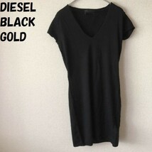 【人気】DIESEL BLACK GOLD/ディーゼル ブラック ゴールド 背中開きウールワンピース Vネック ブラック サイズ38/2370_画像1