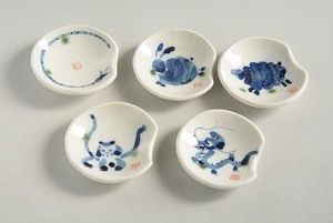 Art hand Auction مجموعة من 5 أطباق صغيرة/حيوانات مرسومة يدويًا/ثعبان, أرنب, غنم, قرد, تنين, أدوات المائدة اليابانية, طبق, لوحات صغيرة