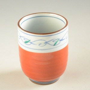 Art hand Auction Teacup/Red line drawing/Mino ware/Hand-drawn/yu029, Tea utensils, teacup, Single item