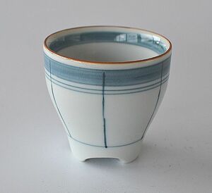 Art hand Auction 小鉢 手描き青ライン 1個 bas132, 和食器, 鉢, 小鉢