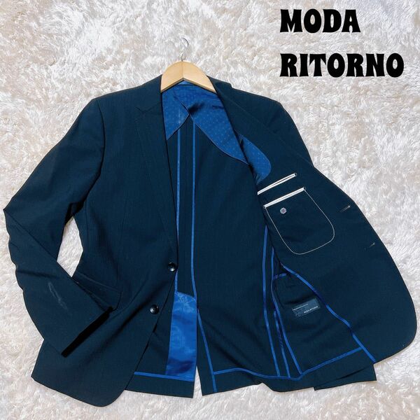 美品　MODA RITORNO テーラードジャケット　シャドーストライプ　背抜き　 黒　ブラック