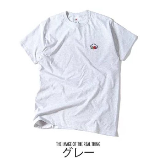 刺繍ロゴ Tシャツ fruit Ｌ / グレ－