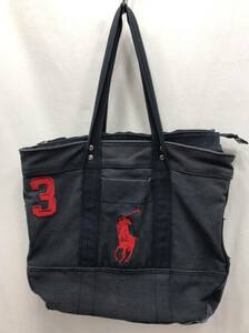 POLO RALPH LAUREN ポロラルフローレン トートバッグ キャンバス ビッグポニー 刺繍 ネイビー 24051402