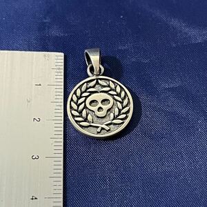 silver Skull gaikotsu pendant necklace top charm 925 silver 