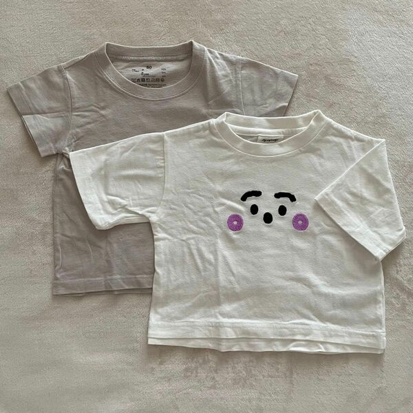 シナぷしゅ 無印良品 tシャツ 2枚セット 80サイズ 半袖 ホワイト グレー 白