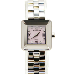 中古美品 センチュリー 腕時計 タイムジェム スカラ 912.7.F.RB3.11.SA レディース クォーツ ピンクシェル文字盤 8Pダイヤ SS CENTURY