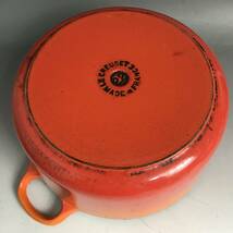 UNY11/45 LE CREUSET ル・クルーゼ 両手鍋 22cm ココットロンド オレンジ 鋳物ホーロー 調理器具 フランス製〇_画像9