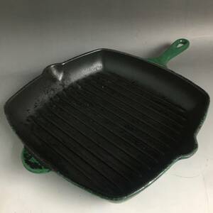 UNY11/46 Le Creuset ル・クルーゼ スクエア スキレットグリル グリルパン 26cm グリーン ハンドル付き