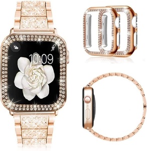 ◎Sakulaya Apple Watch バンド ダイヤモンド ステンレス アップルウォッチ Apple Watch Series 6 SE 5 対応 40MM シルバーローズゴールド