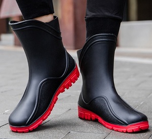  резиновые сапоги дождь обувь сапоги новый товар влагостойкая обувь Schott длина мужской работа рыбалка альпинизм дождь. день водонепроницаемый . скользить уличный чёрный красный /25.5cm
