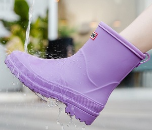 レインシューズ 雨靴 長靴 新品 レインブーツ レディース 作業靴 ハイカット 雨の日 防水 防滑 アウトドア 紫/23.5cm 