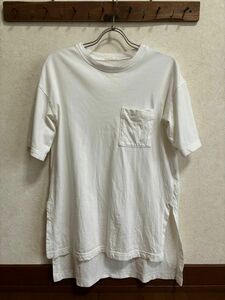 ジーユー GU Ｔシャツ L 半袖 裾スリット 白 ホワイト