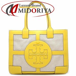 Tory Burch トリーバーチ トートバッグ キャンバスxレザー イエロー ベージュ/351198【中古】