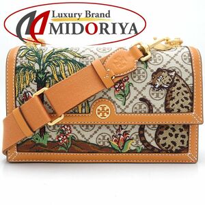 Tory Burch トリーバーチ 83957 ショルダーバッグ ジャガードxレザー Hazelnut/351242【中古】