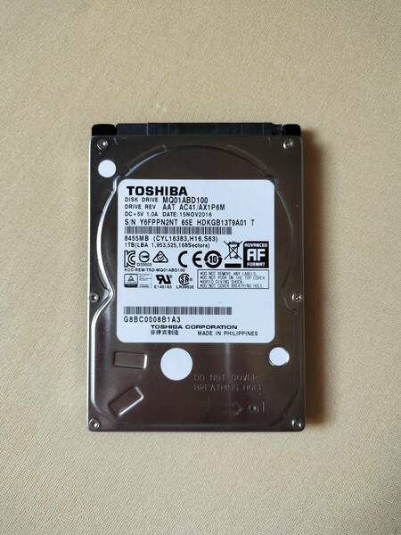 SONY ソニー製 nasne ナスネ 交換用HDD（ハードディスク） 1TB 中古