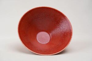 【竹河】中国古美術 清時代 康熙年製 赤釉 茶碗 古玩 茶道具 骨董 時代物 藏出