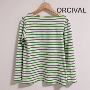 ORCIVAL フレンチバスクシャツ ECRU×GREEN