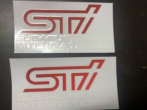 ☆STI SUBARU フォグカバー用ステッカー　赤/白文字 2枚セット　インプレッサ　スバル　レヴォーグ　BZ-R