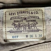 Levi's リーバイス 607 パンツ W36 L34 コーデュロイ ブラウン ワイド ストレート 00's 日本製 _画像8