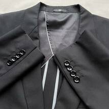 極美品【極上のシルク】SUIT SELECT スーツ シングル セットアップ 2B 黒 背抜き 裏地 光沢感 L位 メンズ 1円_画像4