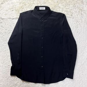 [ прекрасный товар ] SAINT LAURENT PARIS солнечный rolan Париж шелк 100% мужской рубашка черный 40 L