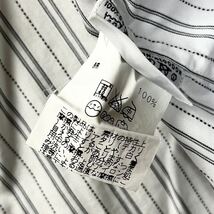 【最高級】 HERMES エルメス 銀ボタン メンズ コットン ポケット シャツ フランス製 ホワイト ストライプ15 1/2 L相当_画像6