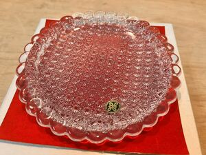 保谷クリスタル HOYA 小皿 5枚セット 未使用品 食器 菊つなぎ紋 銘々皿 直径約15cm