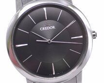 [中古品] 稼働品【SEIKO】セイコー CREDOR クレドール 8J81-0AE0 ノード ラウンド メンズ クォーツ ブラック文字盤 純正ブレス 中古品_画像2