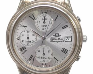 [中古品] 稼働品【SEIKO】セイコー V657-8110 クロノグラフ デイト クォーツ メンズ シルバー文字盤 動作OK 中古品