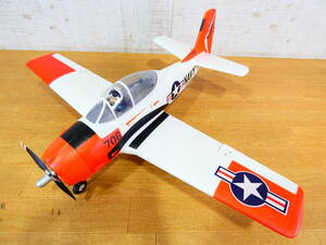 (S)◎ジャンク ラジコン 大型飛行模型 アメリカ軍 NAVY T-28 トロ―ジャン 完成品 全長約66cm/翼長約81cm 詳細不明 パーツ取りに ＠180(5)