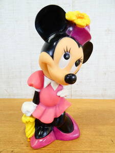 ◎当時もの　ILLCO　Disney/ディズニー　貯金箱　ミニーマウス　コインバンク　ソフビドール　全長約25cm　1980年代　汚れあり　＠８０