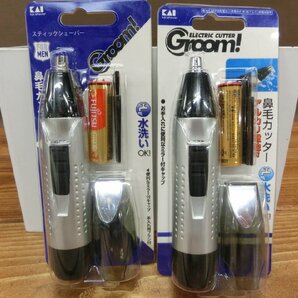 【T5-3050】新品/未使用 KAI 貝印 鼻毛カッター HC-3040 Groom! （水洗いＯＫ）スティックシェーバー 4点 セット まとめ【千円市場】の画像2